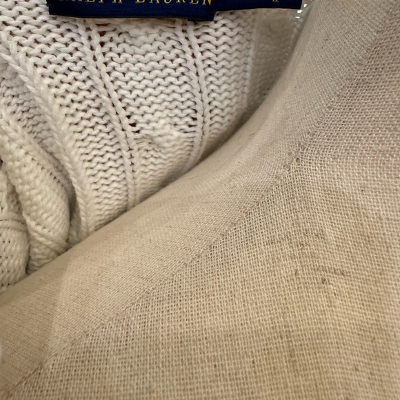 Polo Ralph Lauren White Cable-knit Split Hem V-neck Sweater - Picture 6 of 6
